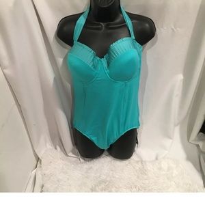 SEAFOLLY goddess D CUP 1 PIECE SWIMSUIT BLUE SZ 12